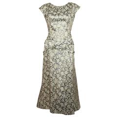1950's JEANNE LANVIN CASTILLO metallic floral brocade haute couture dress