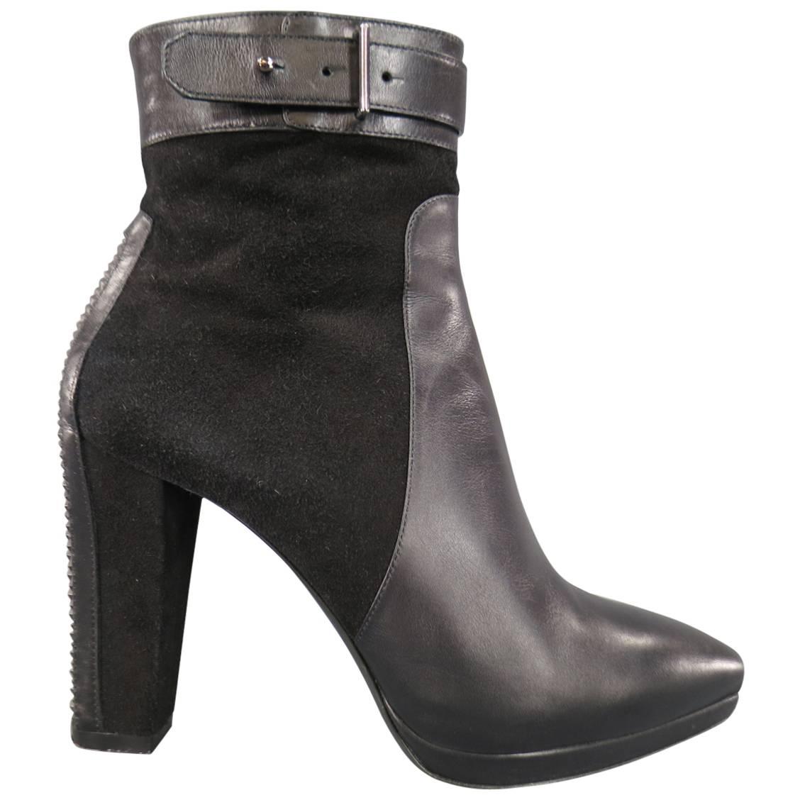 BELSTAFF Size 6.5 Black Suede & Leather Rubber Stud Kerridge Ankle Boots