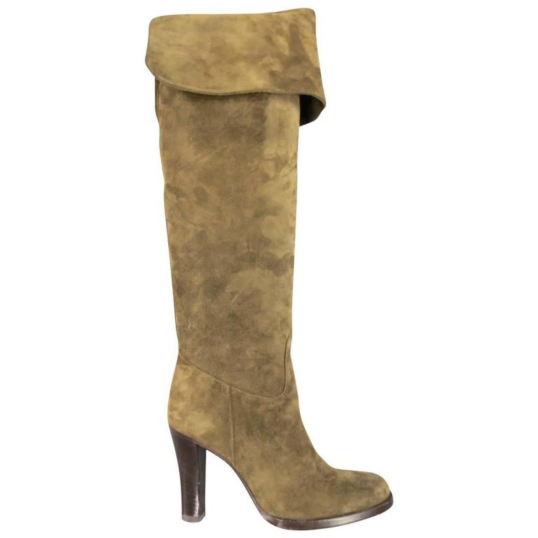 olive colored knee high boots