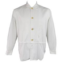 Men's COMME des GARCONS Size M White Cotton Raw Edge Mixed Fabric Shirt