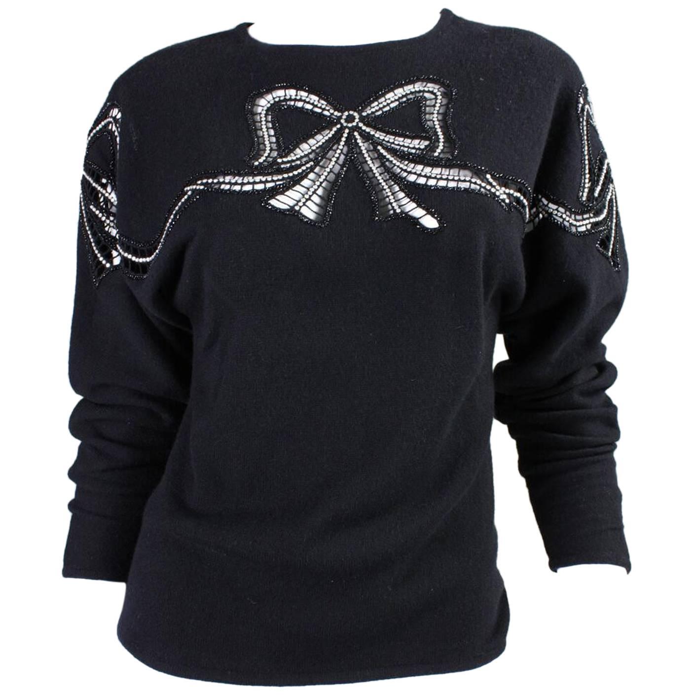 1980's Valentino Sweater with Cutout Bows For Sale