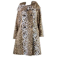 Vintage Moschino Leopard Print Coat with Portrait Collar