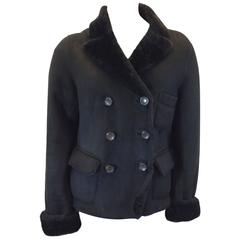Marc Jacobs Black Shearling Suede Coat 
