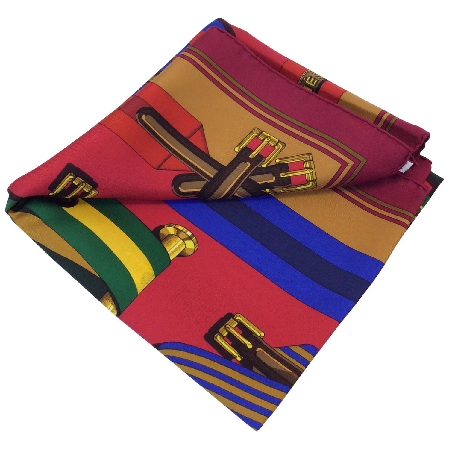 Hermes Equestrian Horse Cinch Belt Deep Red Silk Scarf at 1stdibs