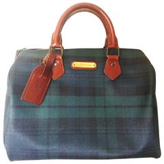 Vintage Ralph Lauren green tartan-checked purse in speedy bag style. Green check
