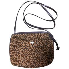 Retro Bottega Veneta brown leopard mini shoulder bag  with leather trimming.