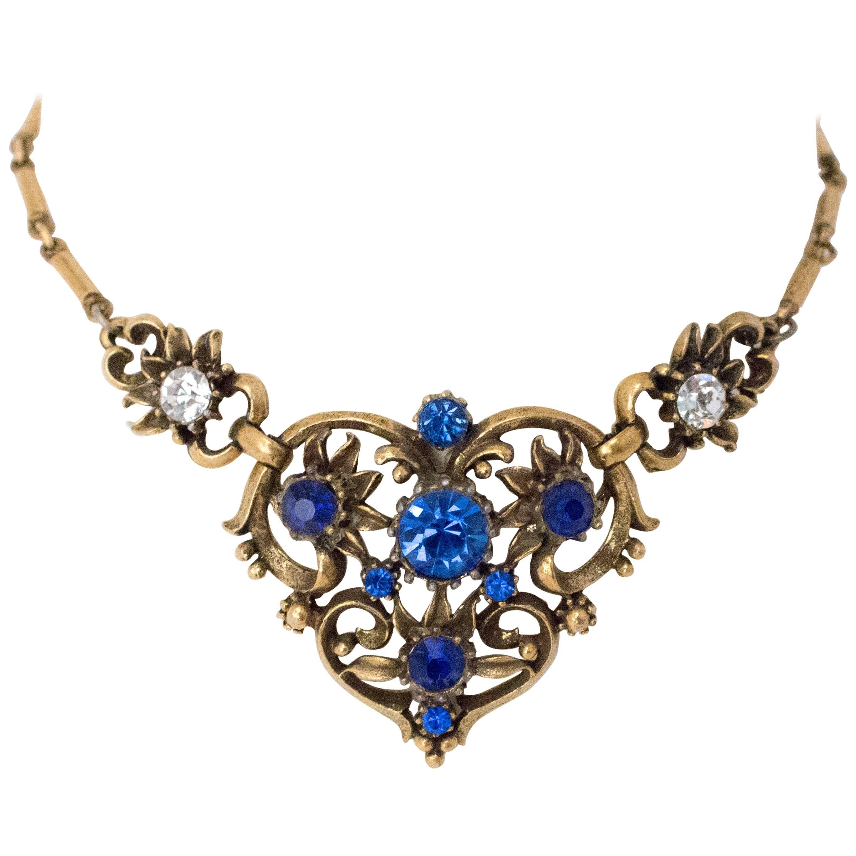 40s Coro Blue Crystal Necklace