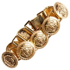 Vintage Gianni Versace Gold Toned Medusa Head Coin Bracelet