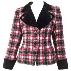 Vintage Yves Saint Laurent rive gauche red and grey fitted jacket 8