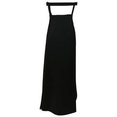 Galanos Vintage Black Backless Strapless Column Maxi Dress Gown with Panel Front