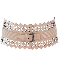 ALAIA Nude Wide Leather Laser Cut Belt Size Large 2
