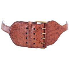 ALEXANDER MCQUEEN Brown Leather Dimensional Belt Size Small - Large 1