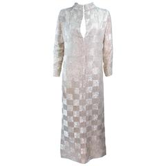 DONALD BROOKS Silver Glass Beaded Gown Size 4 9