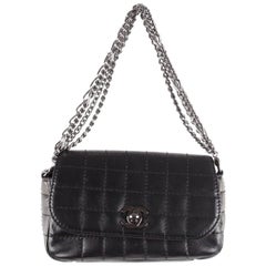 Chanel Black Square Quilted Leather Mini Flap Handbag Multi Chain Bag