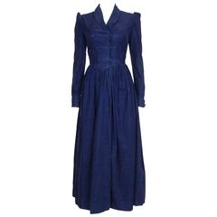 Vintage 1970s Pollen London Navy Corduroy Double Breasted Dress 