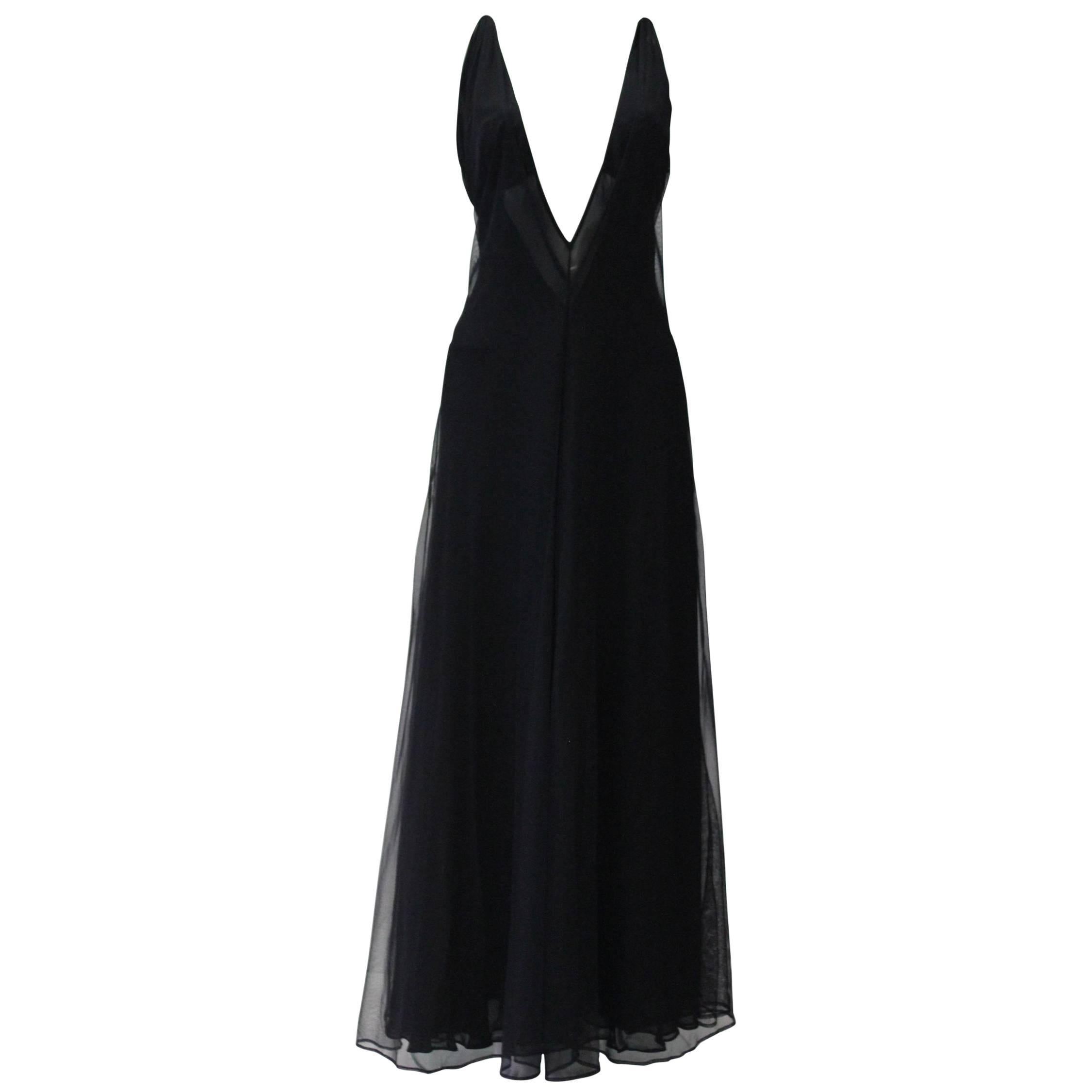 Early Tom Ford For Gucci Black Silk And Tule Maxi Dress 1998's For Sale