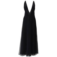 Early Tom Ford For Gucci Black Silk And Tule Maxi Dress 1998's