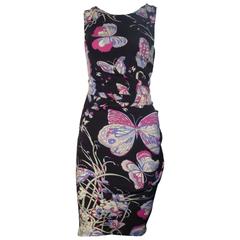 Emilio Pucci Butterfly Print Draped Silk Dress (42 ITL)