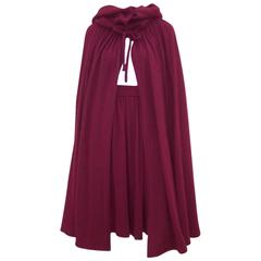 Dramatic 1970's Valentino Aubergine Angora Wool Sweater Cape With Skirt 9