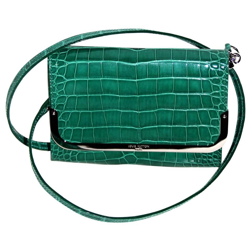 Louis Vuitton PM Model Green "Rossmore" Leather Clutch 