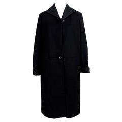 Alberto Biani Black Wool Vintage Classic Coat 1990s