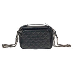 Chanel Black Quilted Caviar Gourmette Chain Crossbody Shoulder Strap Camera Bag