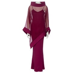 Vintage Christian Dior by John Galliano Claret Evening Dress and Tunic Ensemble, fw 1999