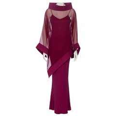 Christian Galliano for Christian Dior: abito da sera e tunica color claret, primavera 1999