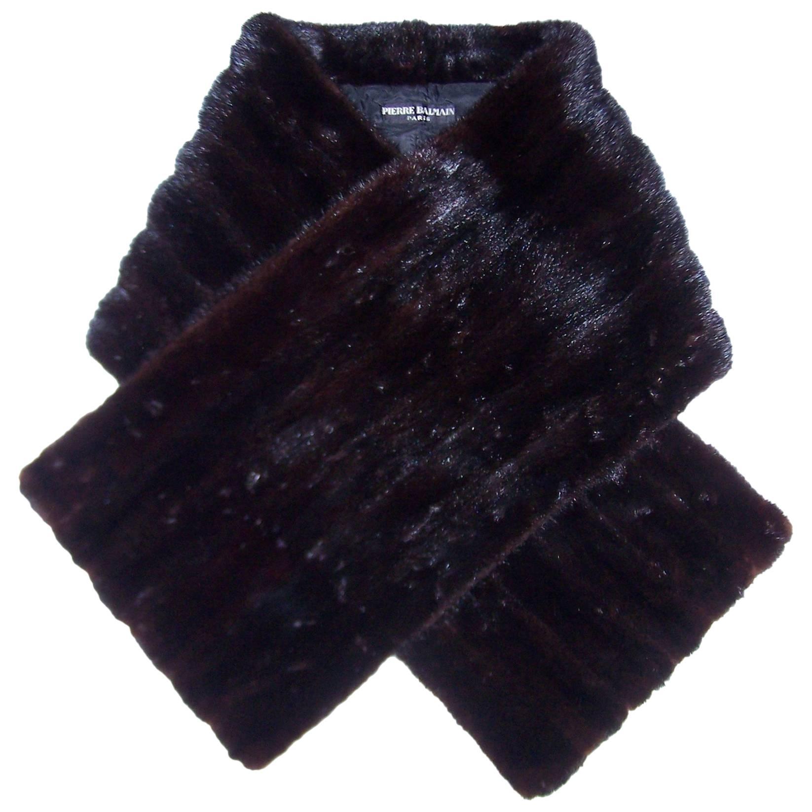 Chic & Glam 1950's Pierre Balmain Black Mink Fur Stole Wrap