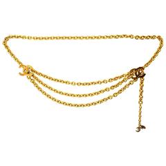 Chanel Vintage Gold-Tone Hammered CC Chain Belt