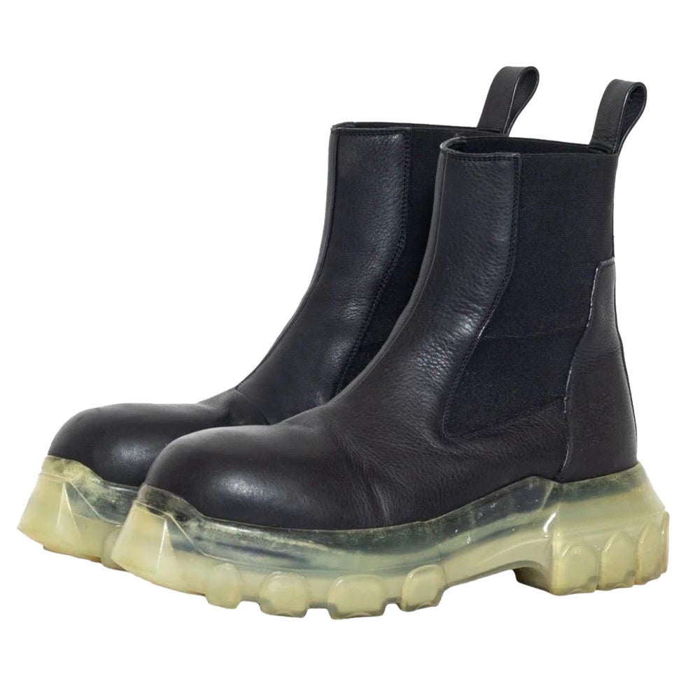 Rick Owens Black and Transparent Beatle Bozo Tractor Boots Size 38 (Spring 2021) For Sale