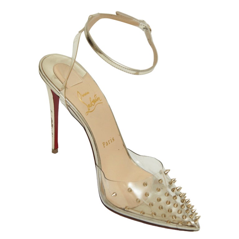 CHRISTIAN LOUBOUTIN Pump PVC Metallic Gold Spike SPIKOO Leather 