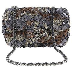 Chanel Metallic Sequin Mini Classic  Flap Bag