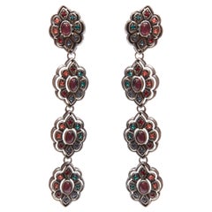 GUCCI Alessandro Michele colourful crystal barocco floral drop earrings Pair