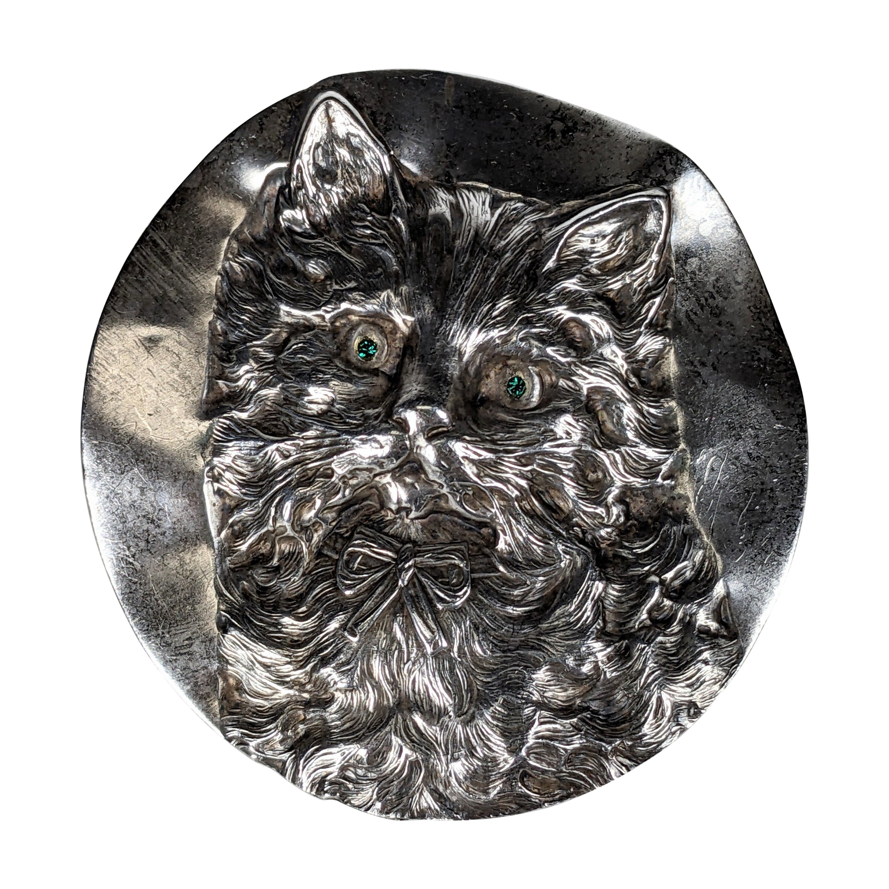 French Edwardian Cat Brooch For Sale