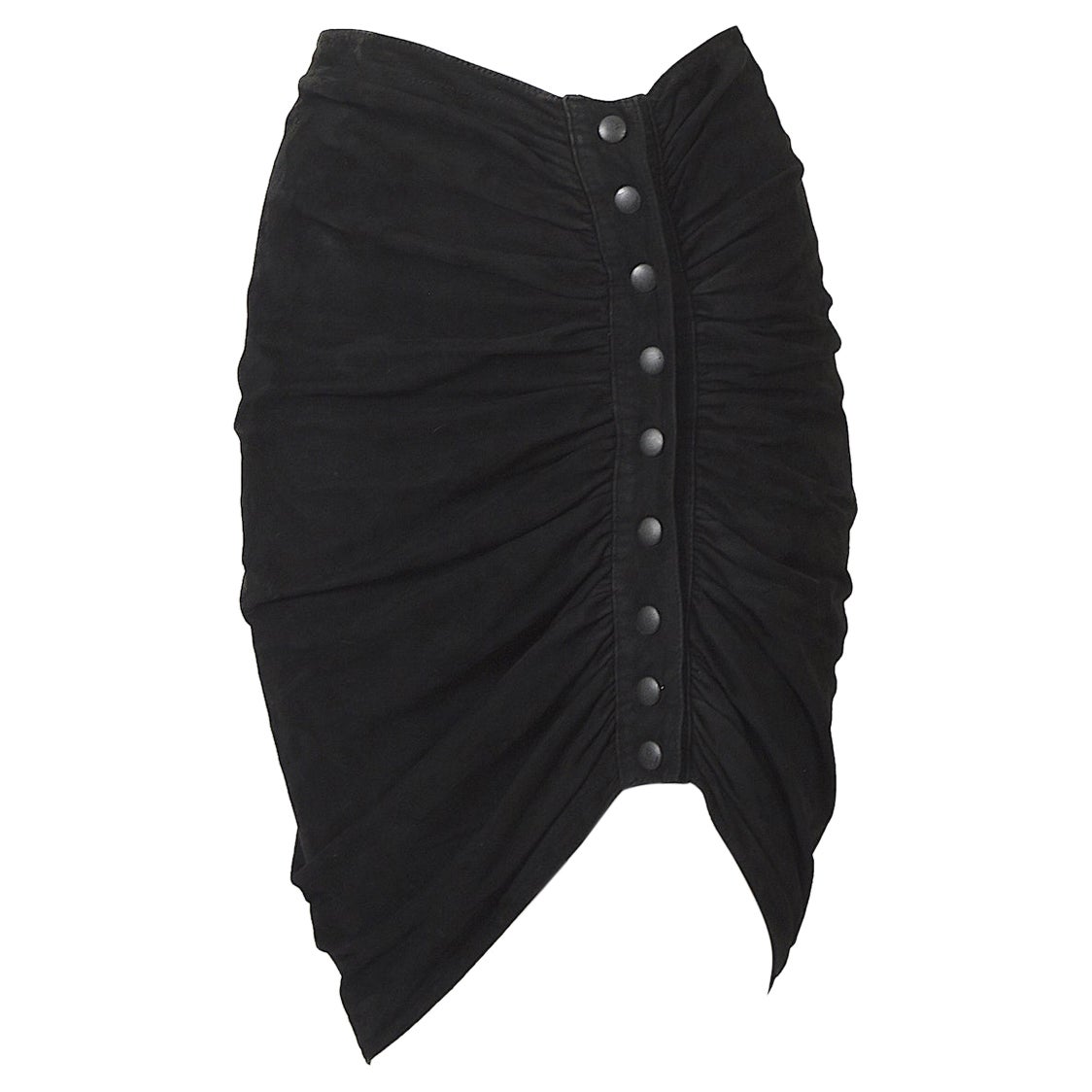 Azzedine Alaia F/W 1983 vintage jupe drapée en daim noir en vente