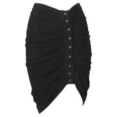 Azzedine Alaia F/W 1983 vintage jupe drapée en daim noir