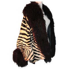 Adrienne Landau für Elizabeth Arden Salon Faux Zebra/Mongolian Curly Lamp Jacke