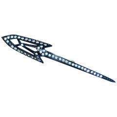 Art Deco C.1930 Celluloid Rhinestone Encrusted Arrow Brooch