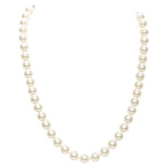 FURLA white faux pearl silver tone chain classy short necklace ring set