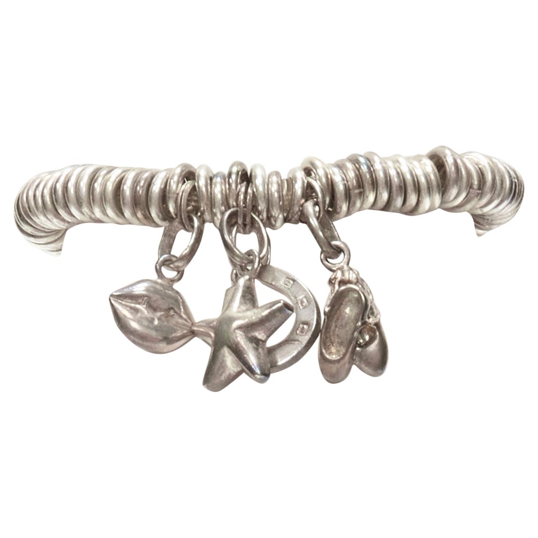 LINKS OF LONDON sterling silver star horsebit lips ballet charm bracelet For Sale