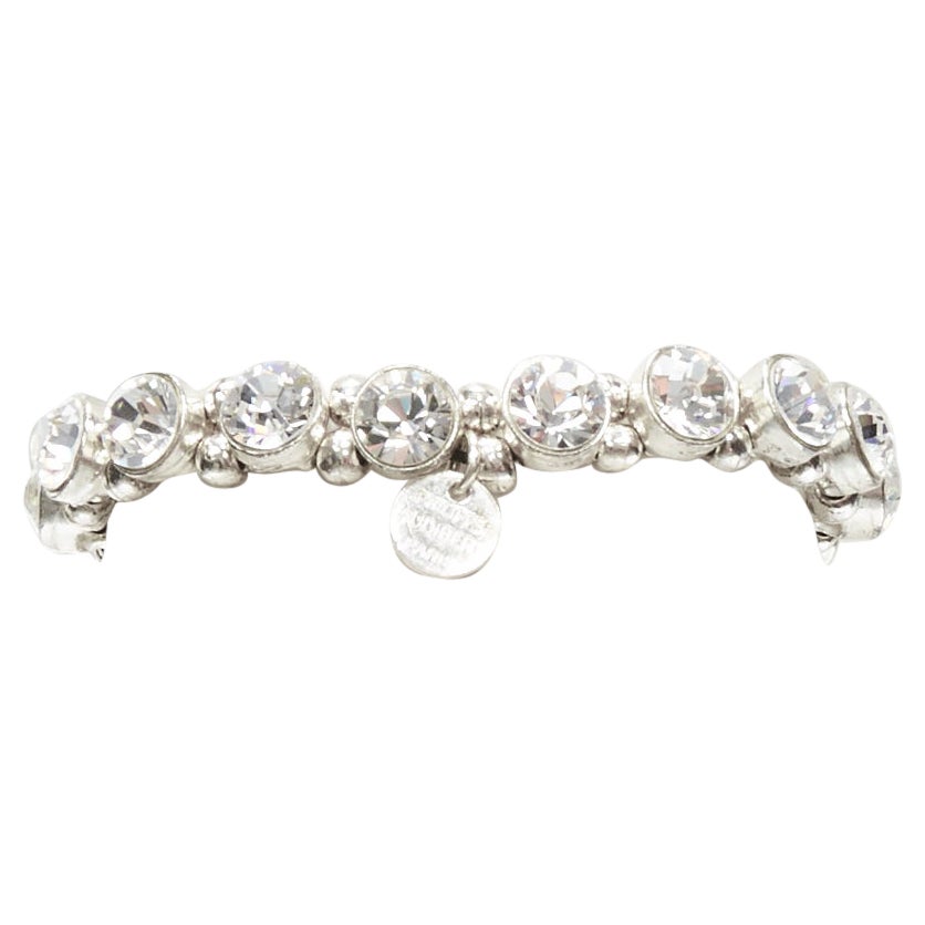 Phillipe Audibert Bracelet élastique en argent avec perles de cristal rondes en vente