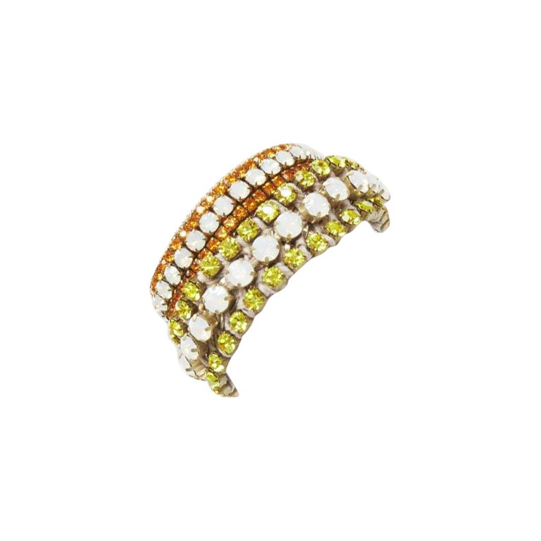 RADA Lot of 2 yellow orange rhinestone crystal jewel pearl charm bracelet For Sale