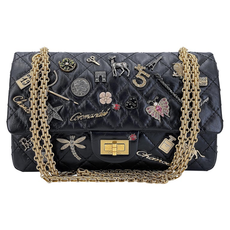 Rare Chanel Lucky Charms 2.55 Small Reissue Double Flap Bag Black RHW 225 67677