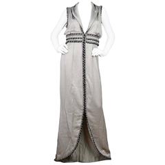 Chanel Grey Long Silk Dress with Tweed Trim Sz 40 NWT rt. $9, 300