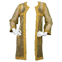 Chanel Sheer Gold Sequin and Tweed Open Jacket