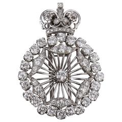 BOUCHERON 1940's Paris Diamond Platinum Circle Crown Brooch Fur Clip Pin 6