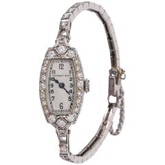 TIFFANY & CO 1930's Diamond Platinum Patek Philippe Movement Bracelet Watch 1