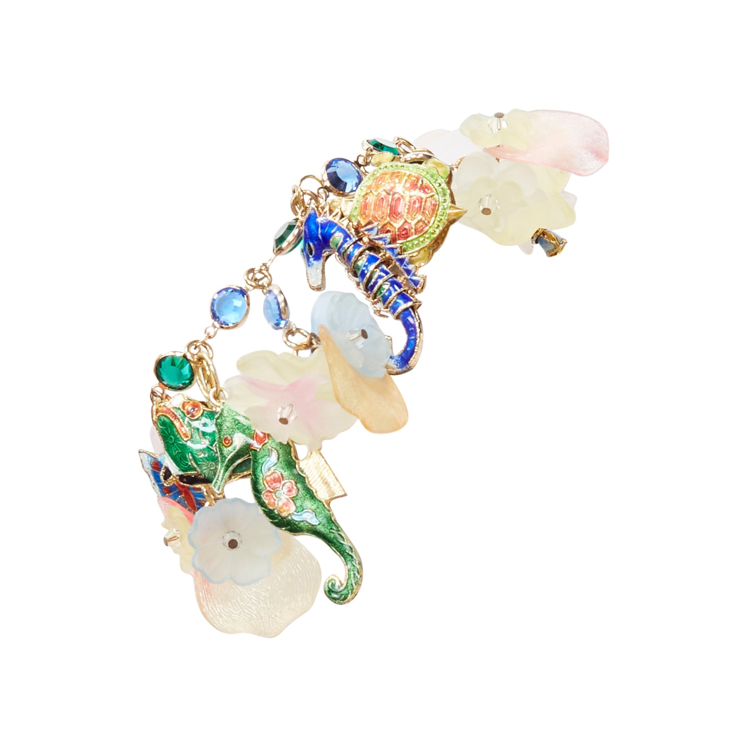 ERICKSON BEAMON colorful flower sea creatures crystal acrylic bracelet For Sale