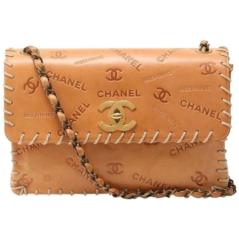 CHANEL CC Logo Matelasse Chain Shoulder Bag Leather Beige GHW Vintage  346RH779
